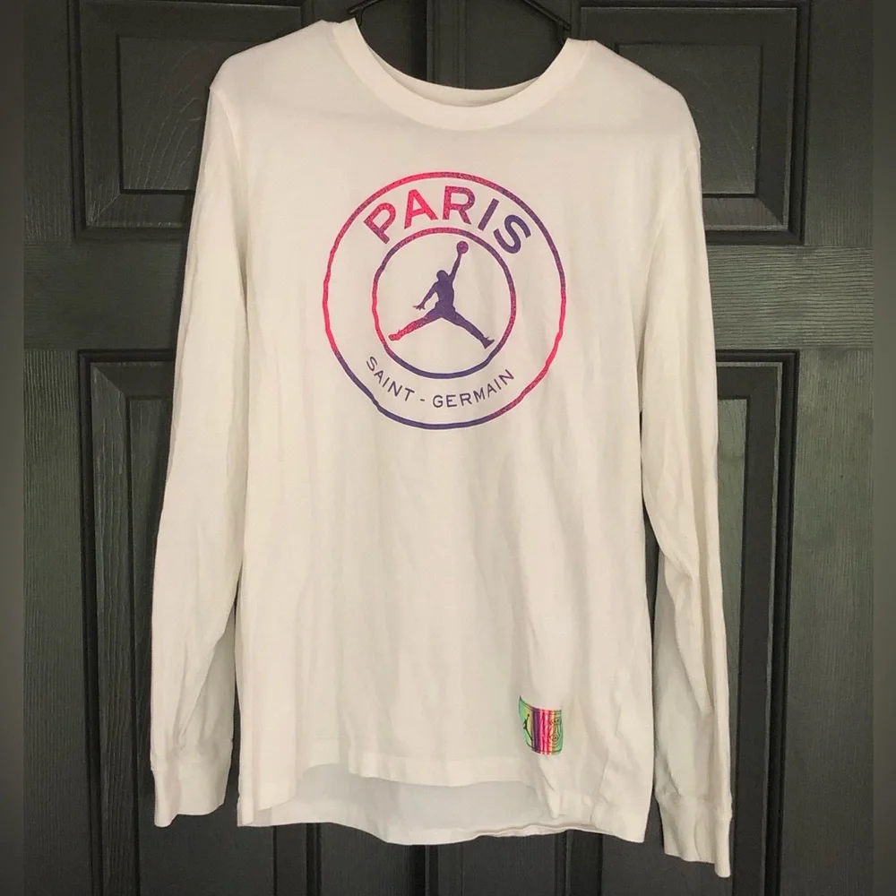 Nike Air Jordan White Paris Saint-Germain Long Sleeve Men’s Large T Shirt PSG